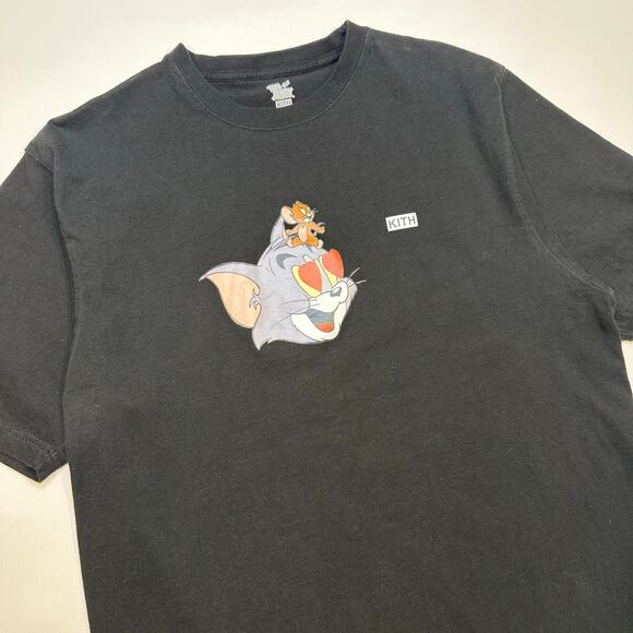 KITH x Tom & Jerry Black Cotton Tee Size XL - Picture 2 of 7
